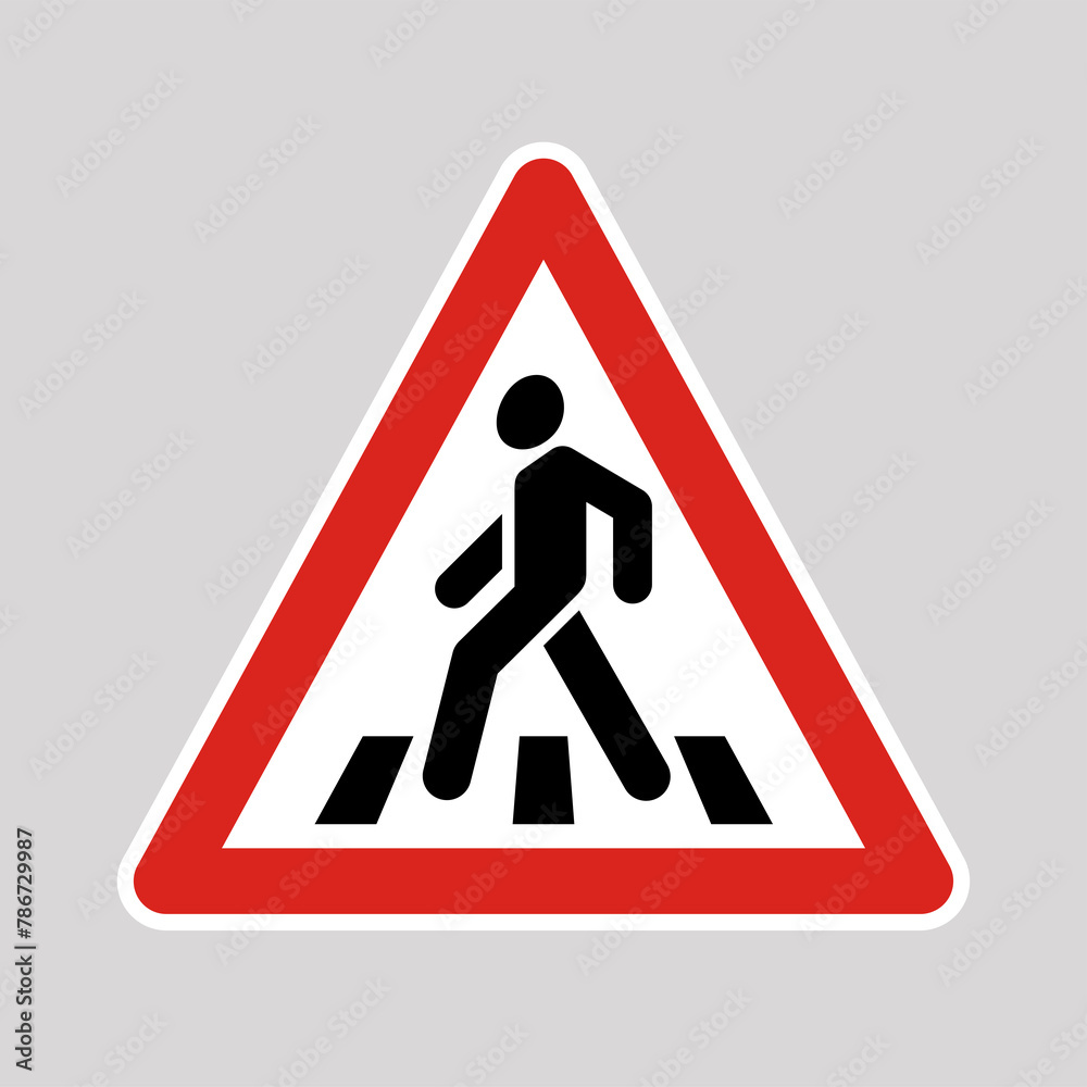 Pedestrian crossing (crosswalk) sign. Road sign, a man crosses the road. Walking man. Pedestrian crossing (crosswalk) sign. Road sign, a man crosses the road. Walking man.