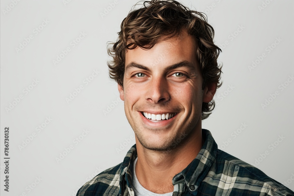 Portrait of a handsome smiling young man, isolated on grey background Portrait of a handsome smiling young man, isolated on grey background