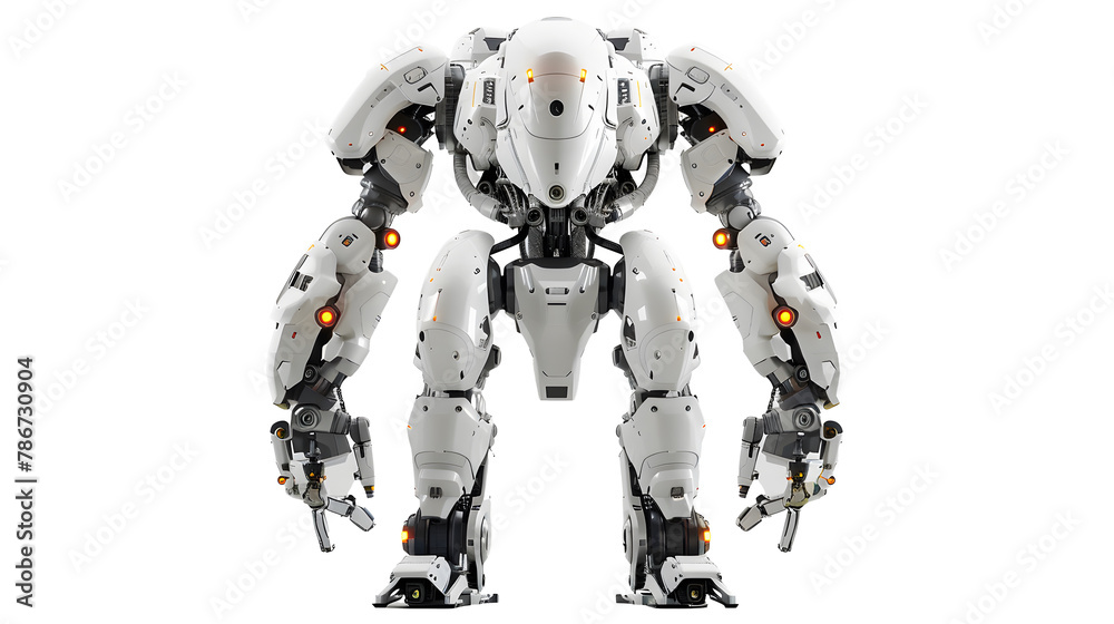 Mecha robot on white background
