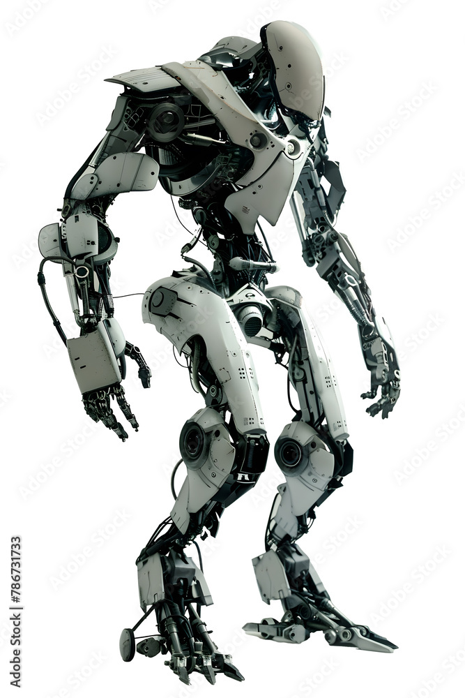 Mecha robot on white background