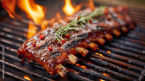 Flame-Grilled Ribs with Rosemary and Red Peppercorns