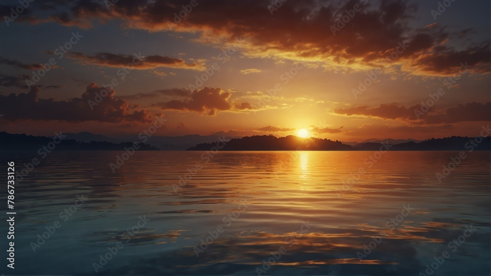 sunset sky and water fantasy landscape background from Generative AI