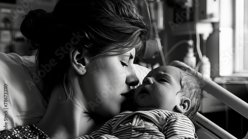 In the quiet of the delivery room, a mother whispers to her baby boy, a lullaby of joy and promises for the future.