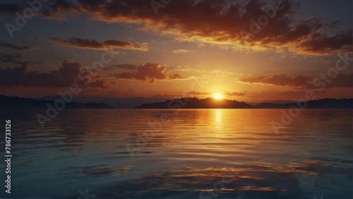 sunset sky and water fantasy landscape background from Generative AI