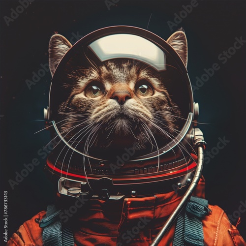 Portrait of a Cat astronaut in a spacesuit