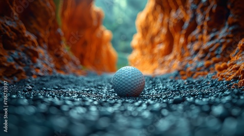 Close-up of golf ball viewed from inside hole, symbolizing success.