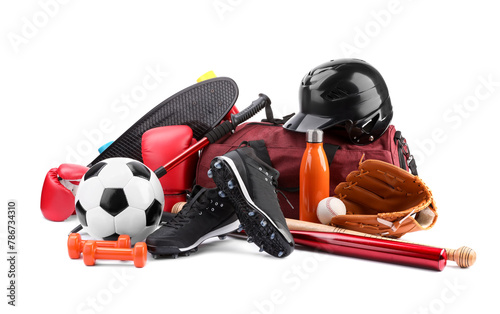 Many different sports equipment isolated on white © New Africa