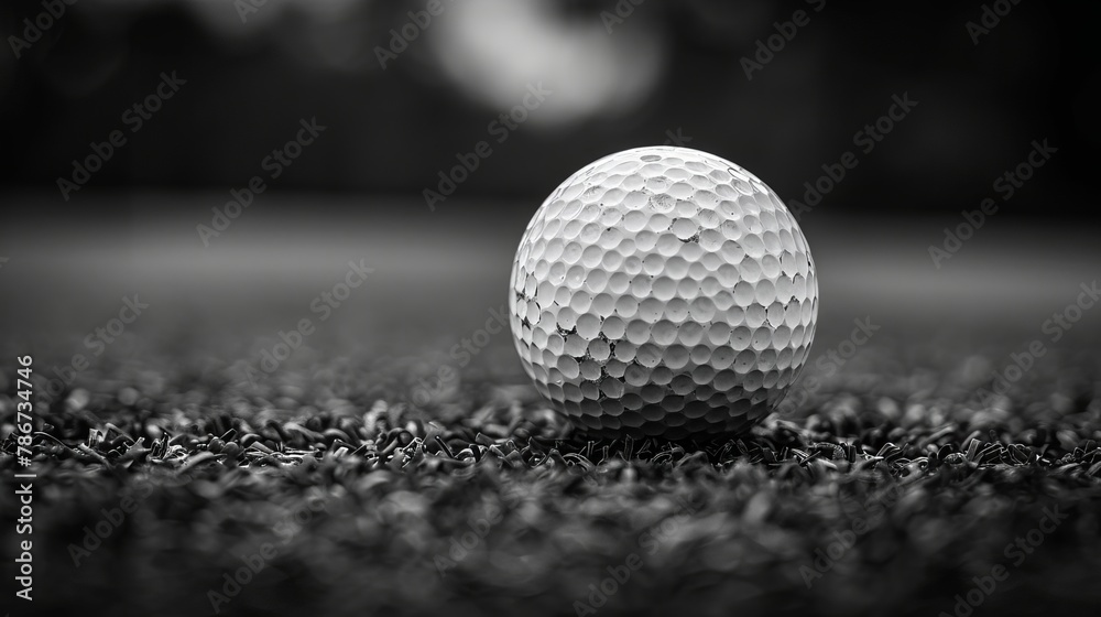 Golf ball showcased on black background with space for text. Golf ball showcased on black background with space for text.