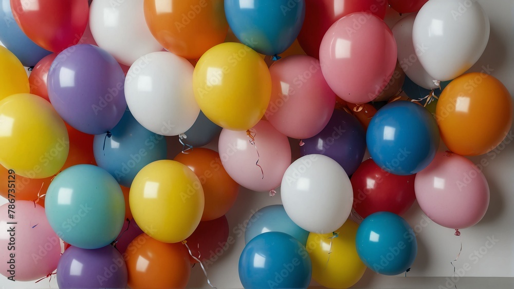 colorful party balloon plain white background from Generative AI