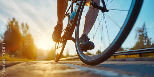  Close-Up View of Cyclist's Intense Leg Pumping