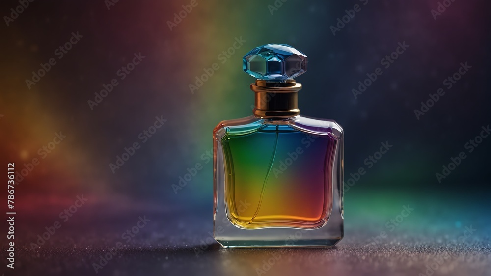 rainbow perfume bottle on fantasy background from Generative AI rainbow perfume bottle on fantasy background from Generative AI