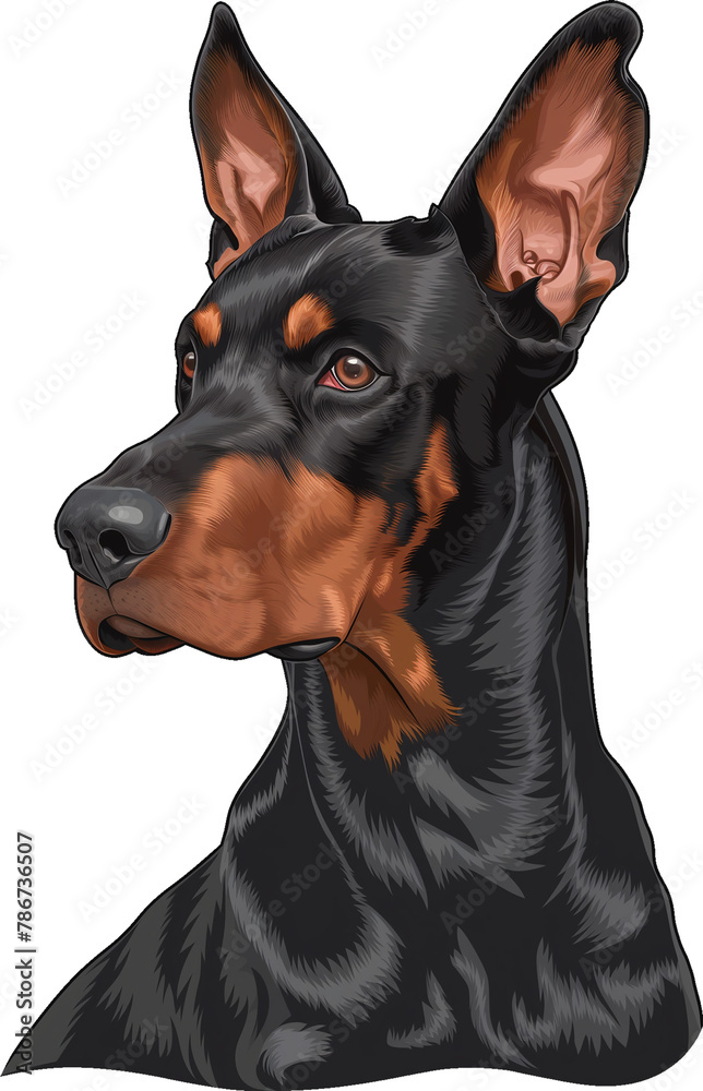 Doberman dog cartoon style icon, white background