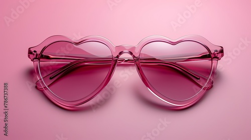 Pink heart-shaped sunglasses with a heart shape, isolated on a white background.