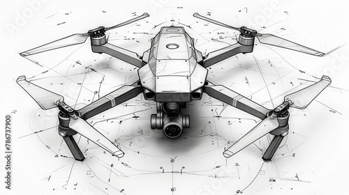 Simple sketch of a drone suitable for security-related concepts.
