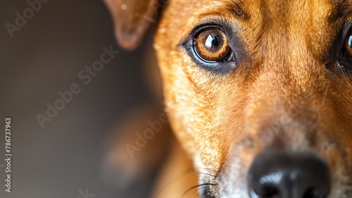 Close-up of brown dog with focused gaze