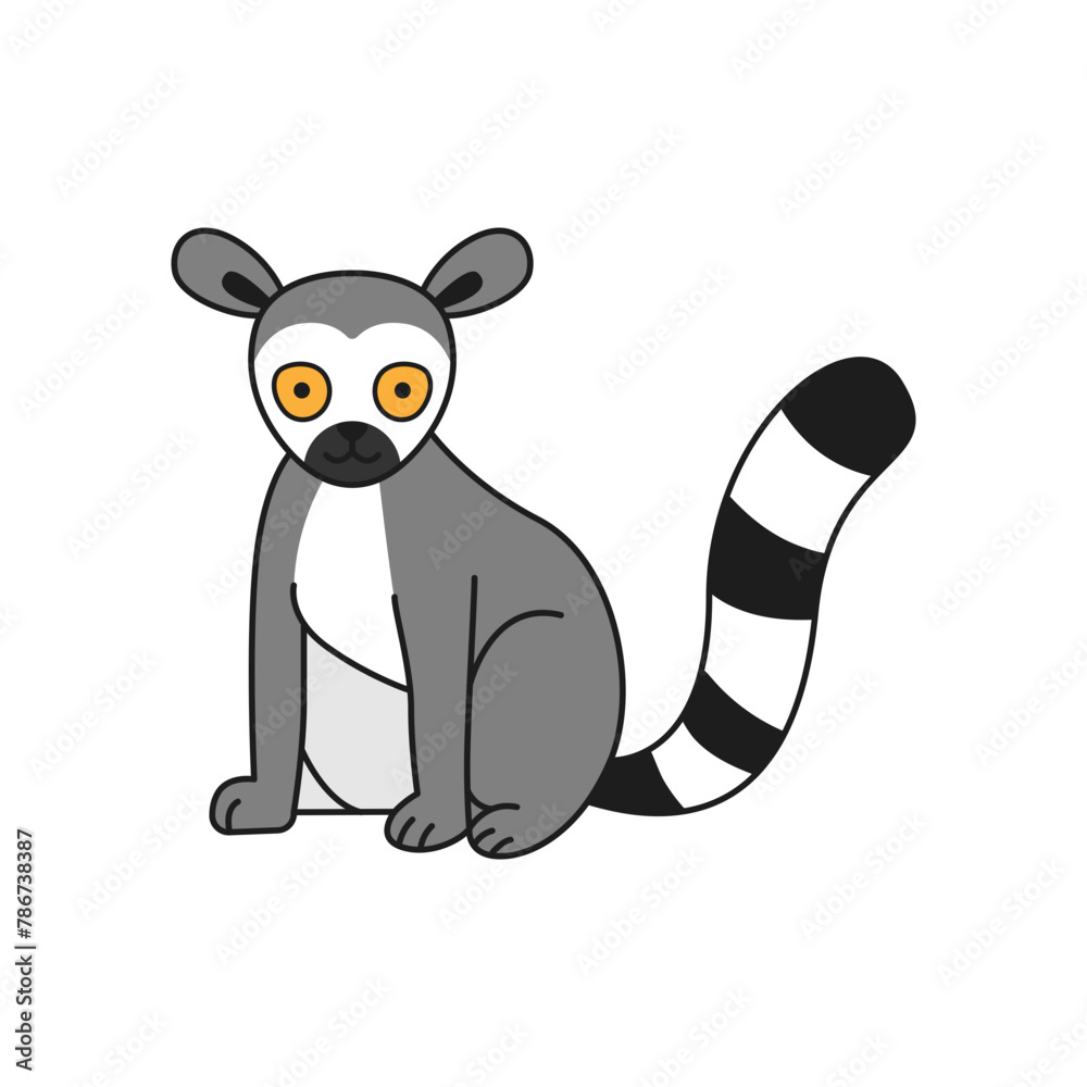 Fototapeta premium Cute cartoon lemur vector illustration