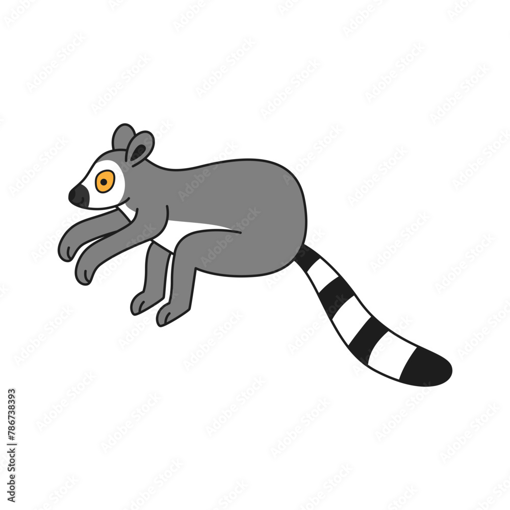 Obraz premium Cute cartoon lemur vector illustration