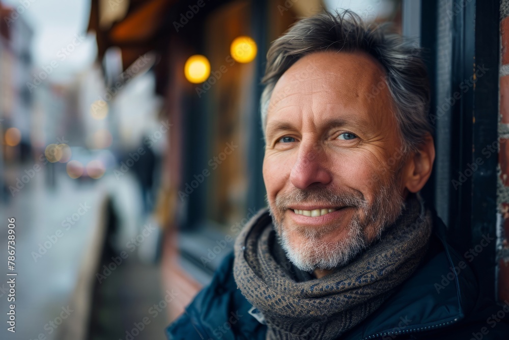 Portrait of a happy senior man with gray beard in the city Portrait of a happy senior man with gray beard in the city
