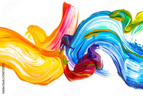 Multicolored swirls of paint blending harmoniously together on transparent background.