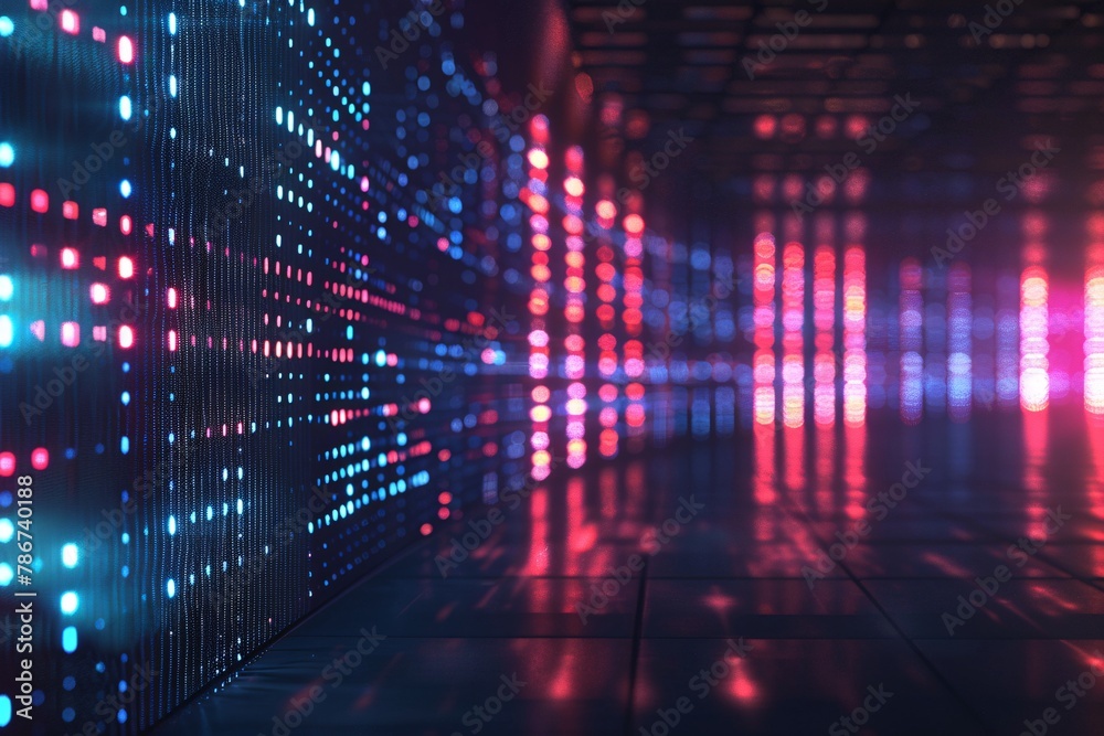 Sock ticker background. Abstract digital data concept with glowing oLED lights representing server activity. Sock ticker background. Abstract digital data concept with glowing oLED lights representing server activity.