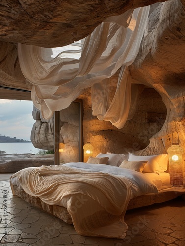Cave Bedroom with Ocean View at Sunset