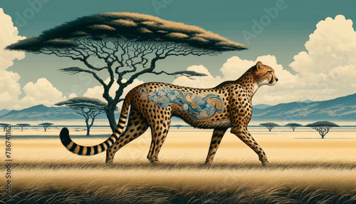 日本画（Japanese painting）／チーター（Cheetah）