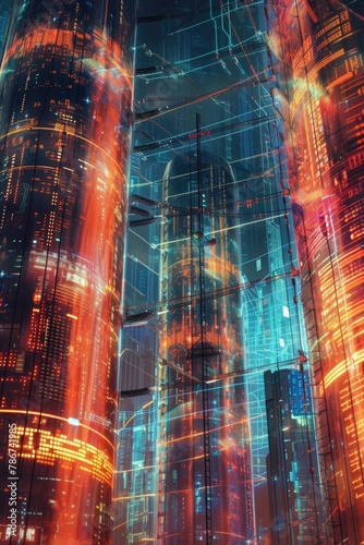 An intricate hologram of a futuristic power grid, illuminating with technological marvels 🌐⚡️ A glimpse into the digital age! #FuturisticGridscape