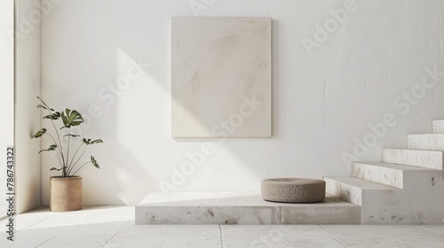 A minimalist art piece displayed on a white wall  its subtle textures and tones drawing the viewer into a deeper appreciation of minimalist aesthetics.