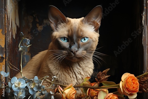 beautiful burmese cat, illustration