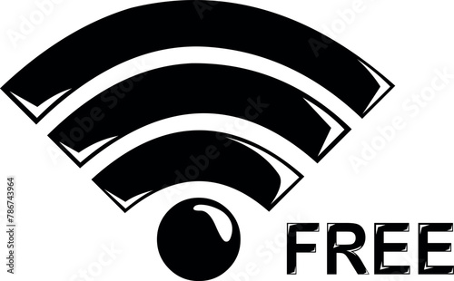vector illustration black and white symbol free wifi signal