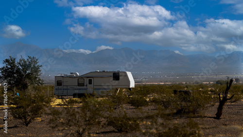 Rv camping in the desert in the Arizona desert on BLM land