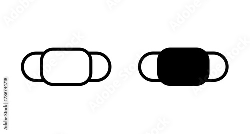 Mask icon vector isolated on white background. Man face with mask icon. Safety breathing masks. Industrial safety N95 mask. Medical mask vector icon.