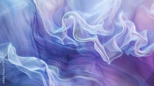 Swirling smoke patterns with a gradient of blue to purple, creating an ethereal abstract artwork.