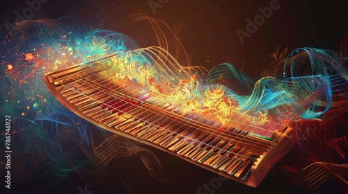 Artistic representation of a musical instrument invented by acousticians and musicians, which creates a range of sounds from different musical cultures. photo