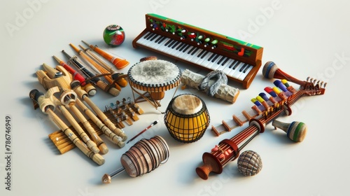 Artistic representation of a musical instrument invented by acousticians and musicians, which creates a range of sounds from different musical cultures. photo