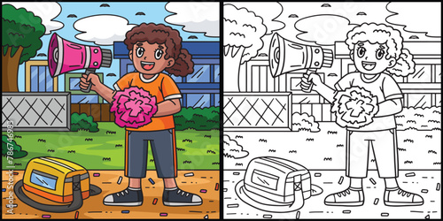 Cheerleader Girl Choreographer Pompom Illustration