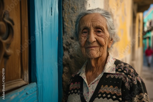 Portrait of an old woman on the streets of Chefchaouen, Morocco © Iigo