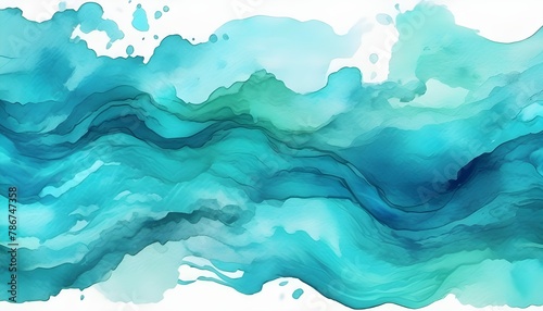 Blue azure turquoise abstract watercolor background photo