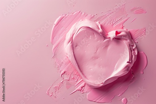delicate cream blush heart on soft pink background beauty and tenderness concept product photography photo