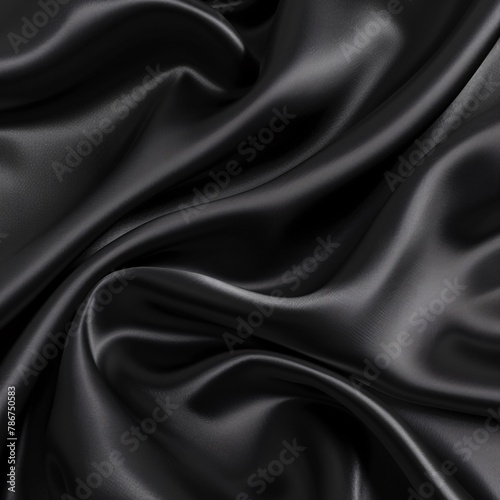 Elegant texture of black silk fabric, suitable for use as a sophisticated HD wallpaper