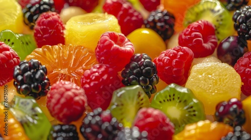 Mixed colorful fruit bonbon close up