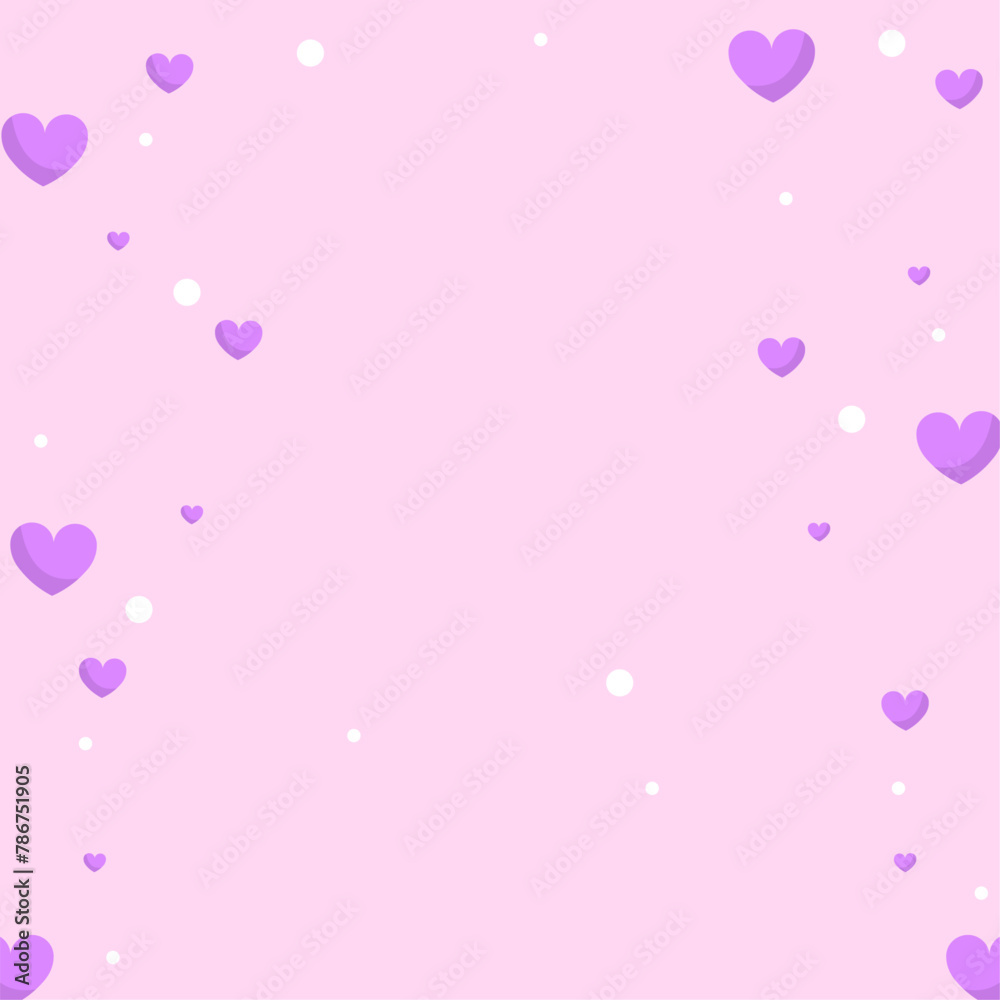 Vector heart background falling hearts hand drawn illustration