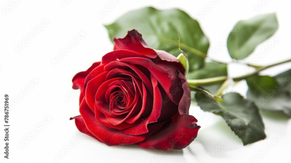 Single beautiful red rose isolated on white background Single beautiful red rose isolated on white background