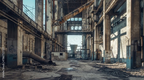 Cement factory empty and without activity due to the industrial and labor crisis during confinement