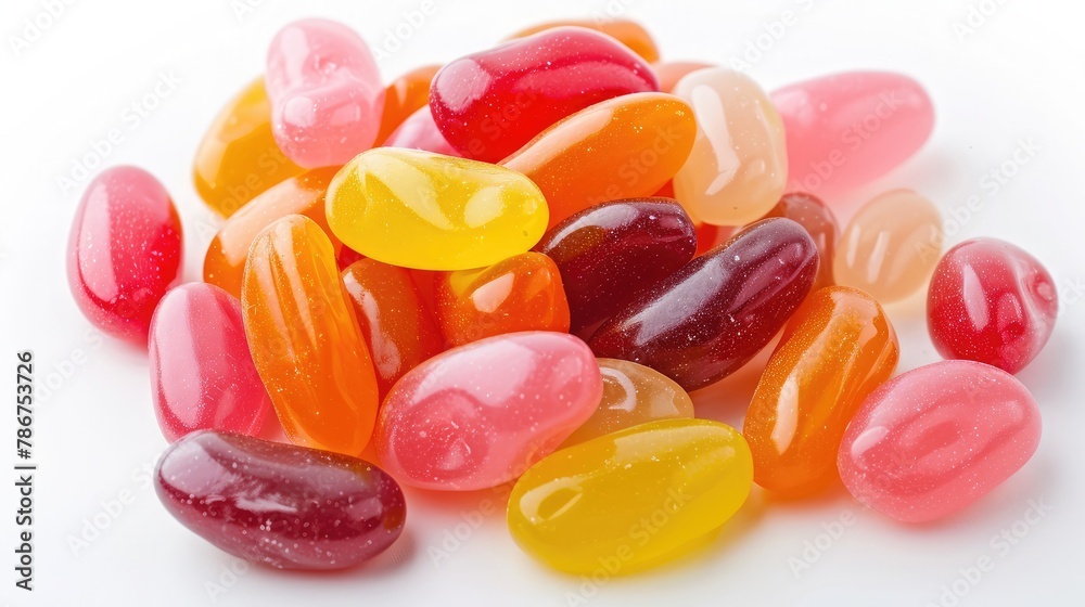 Jellybeans isolated on white background, close up Jellybeans isolated on white background, close up