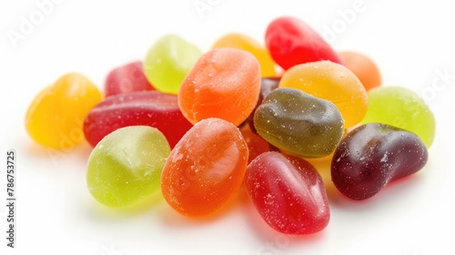 Jellybeans isolated on white background, close up