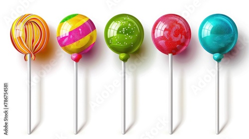 Set of colorful lollipops isolated on white background.