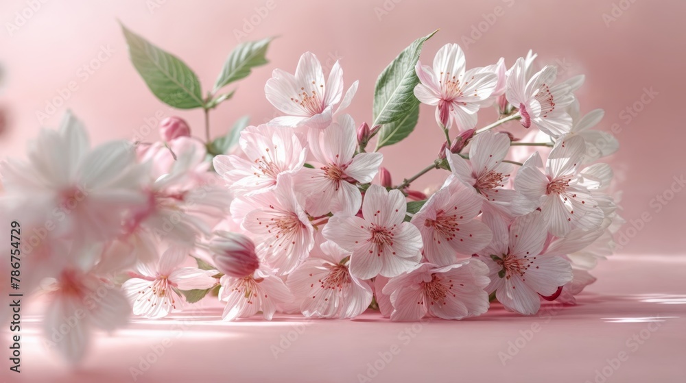 cherry blossom on pink background. cherry blossom on pink background