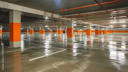 Underground parking garage, Parking lot