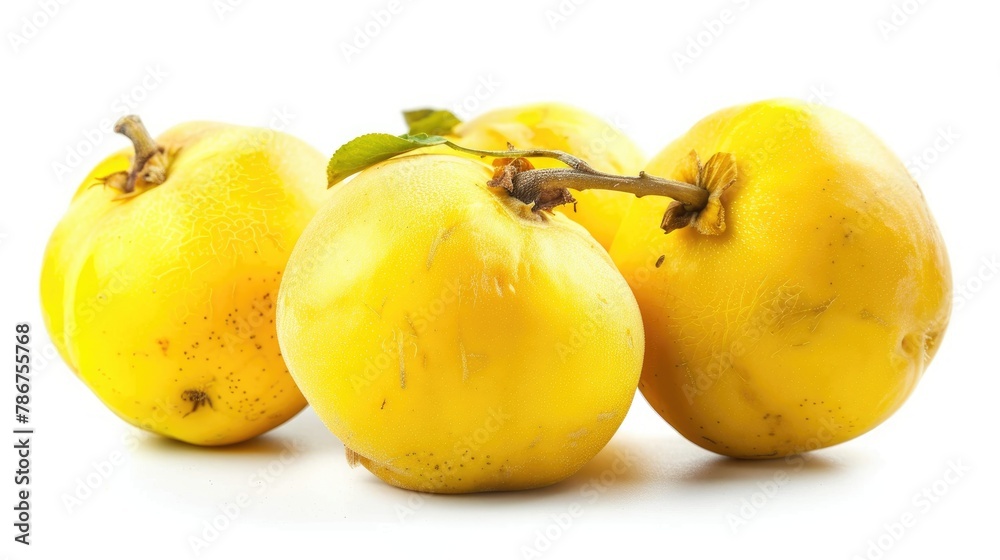 Ripe Quince Fruits Freshly Isolated on White